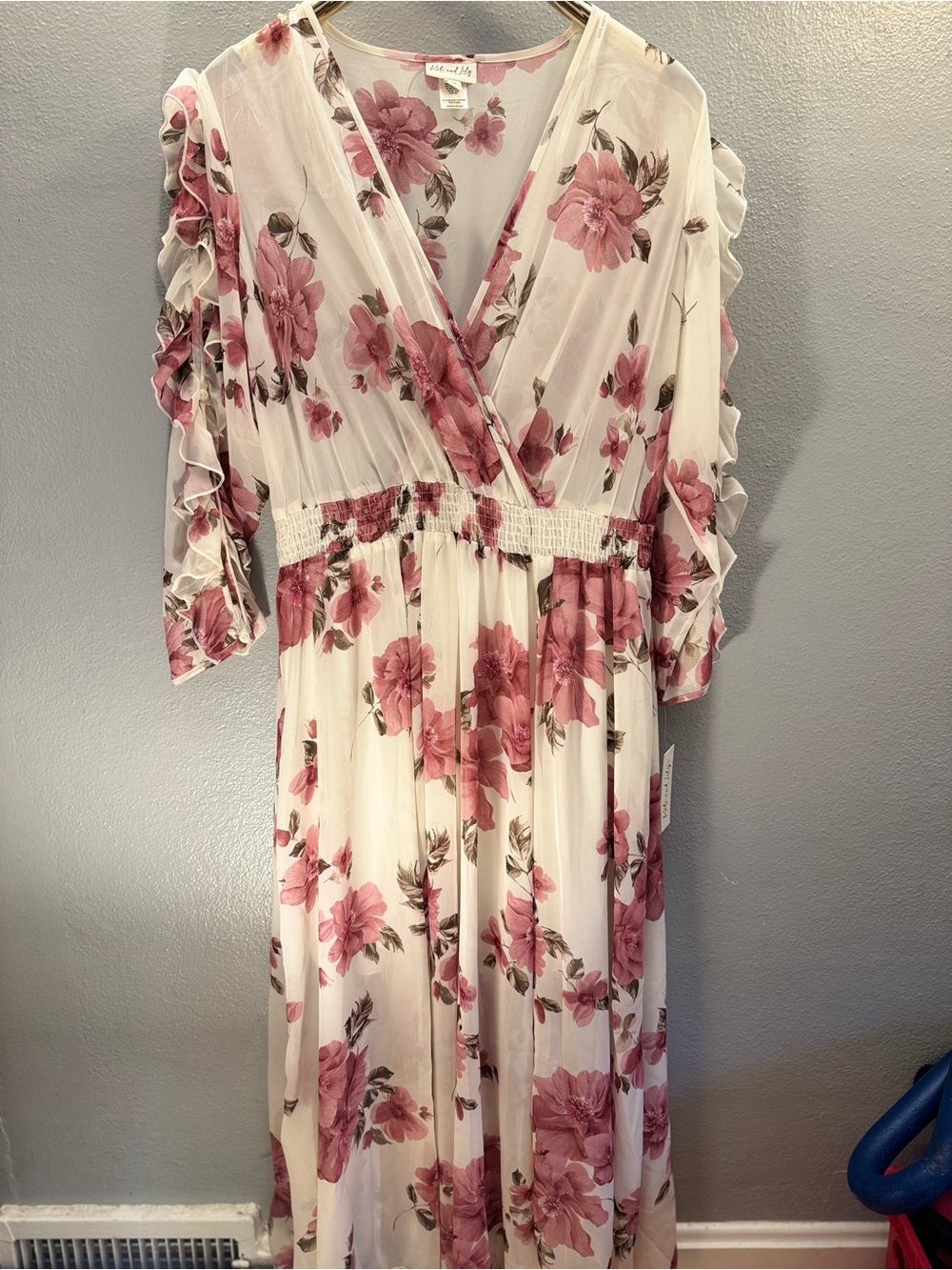 Floral Surplice Maxi Dress - Pink Floral